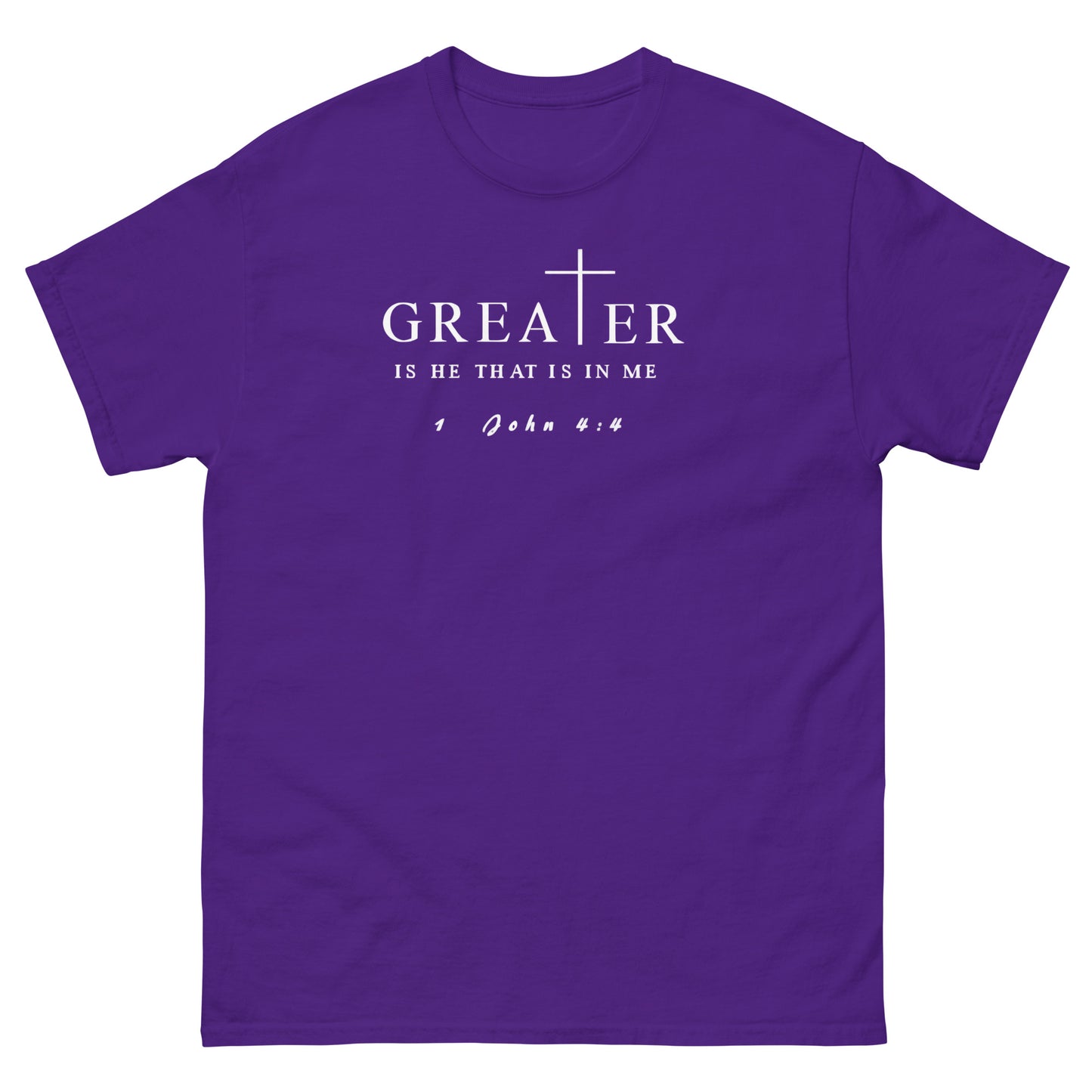 Greater Is He That Is In Me Christian T-Shirt – front view